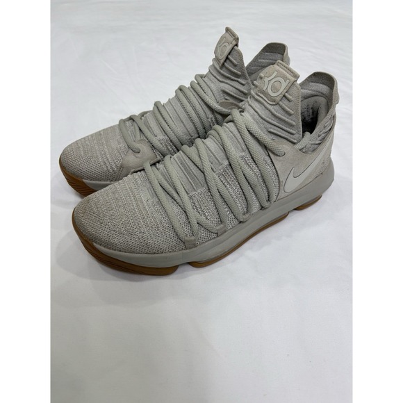 Nike KD 10 Pale Gray Men Size 8.5 (897817-001) Flyknit Basketball Shoes Gum Sole
